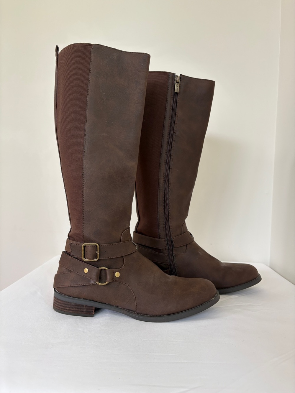 Womenβs Size 10 Kenneth Cole Tall Brown Buckle Riding Boots